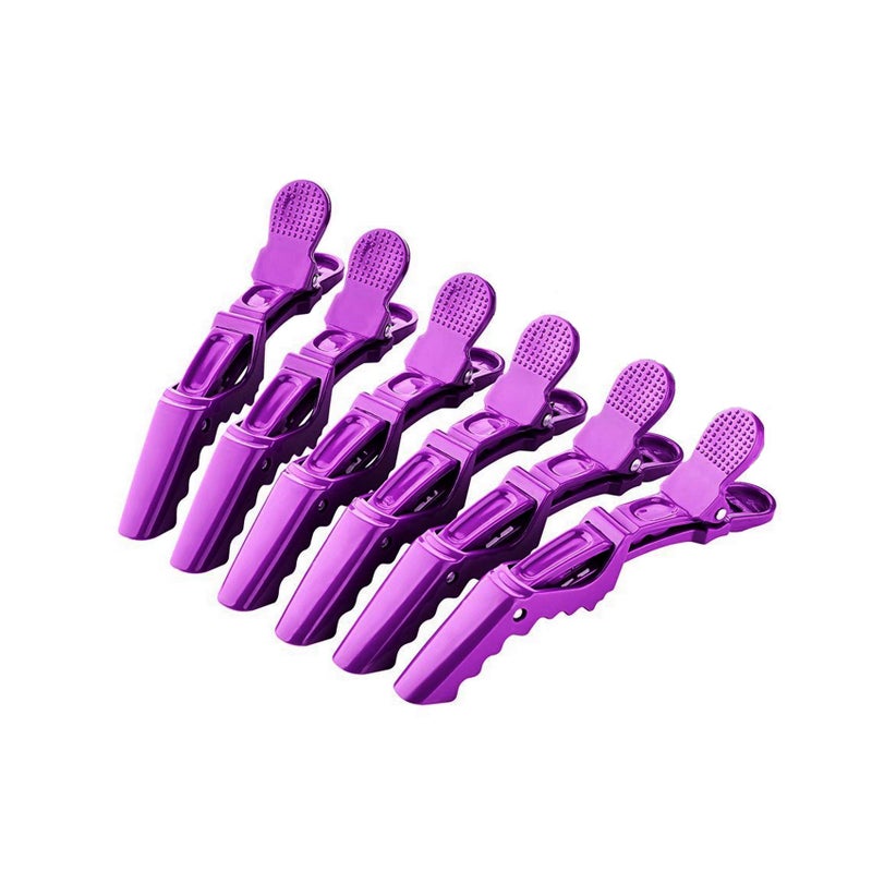 BEINY 6Pcs Plastic Non Slip Hair Clips - Professional Hairdressing Styling Sectioning Clips - Salon Alligator Clips for Thick Hair - Haircut Accessories Hairgrips for Women Girls (Purple) - Image 1